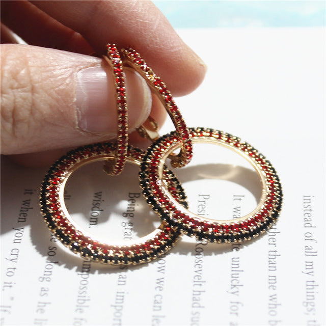 Elegant Crystal Earrings (Round Style) Gold/Silver